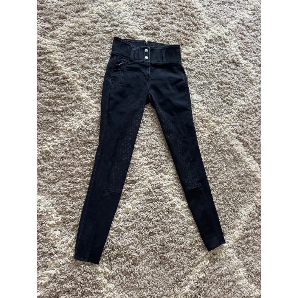 Horze Daniela Silicone Full Seat Breeches Black High Waist US 22 Equestrian